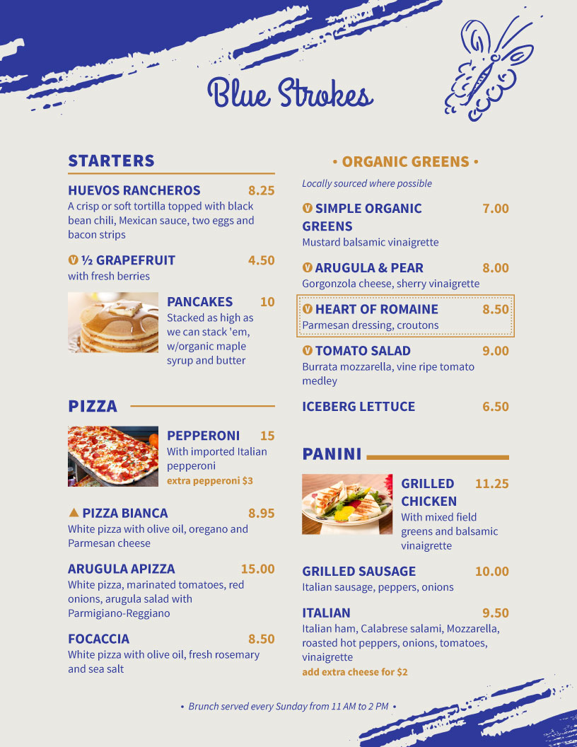 menu template