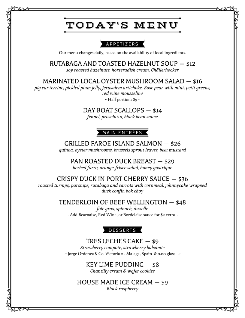restaurant menu template