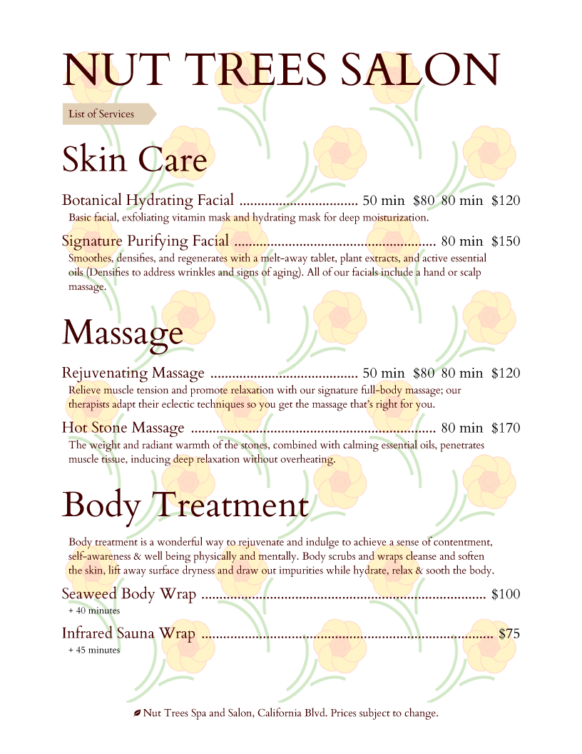 restaurant menu template