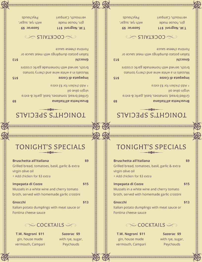 restaurant menu template