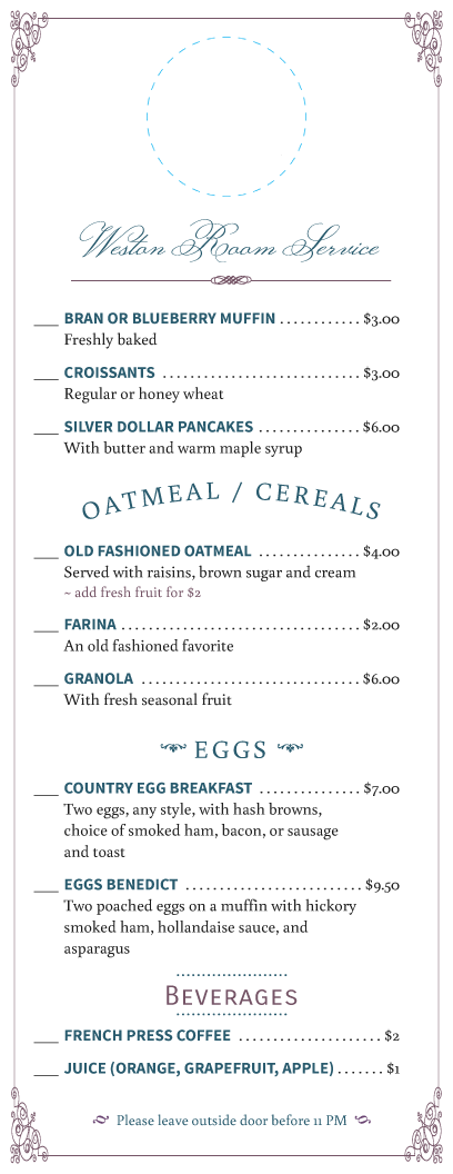 restaurant menu template