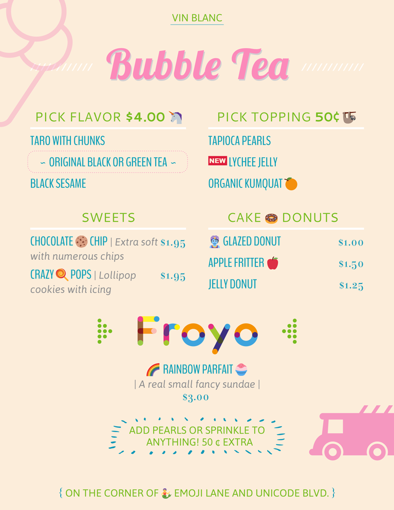 emoji menu with color font